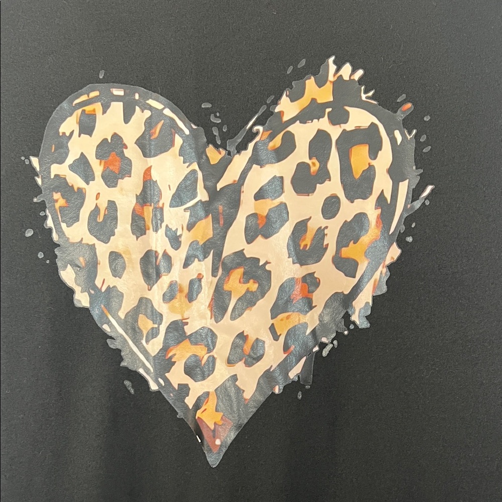 4/$20 Casual Black Sleeveless Dress with Leopard Heart - Picture 2 of 4